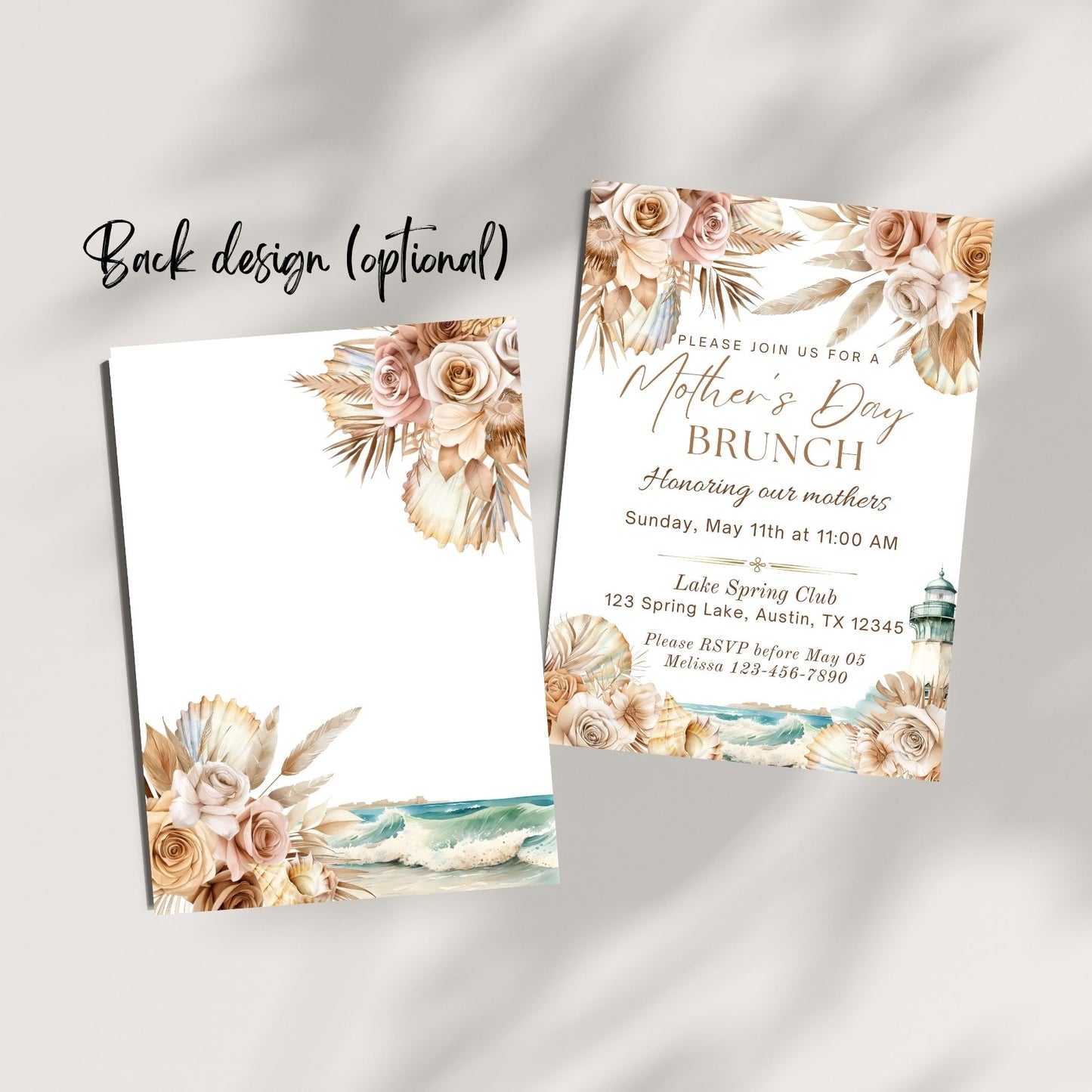 Boho Beach Mother's Day Brunch Invitation