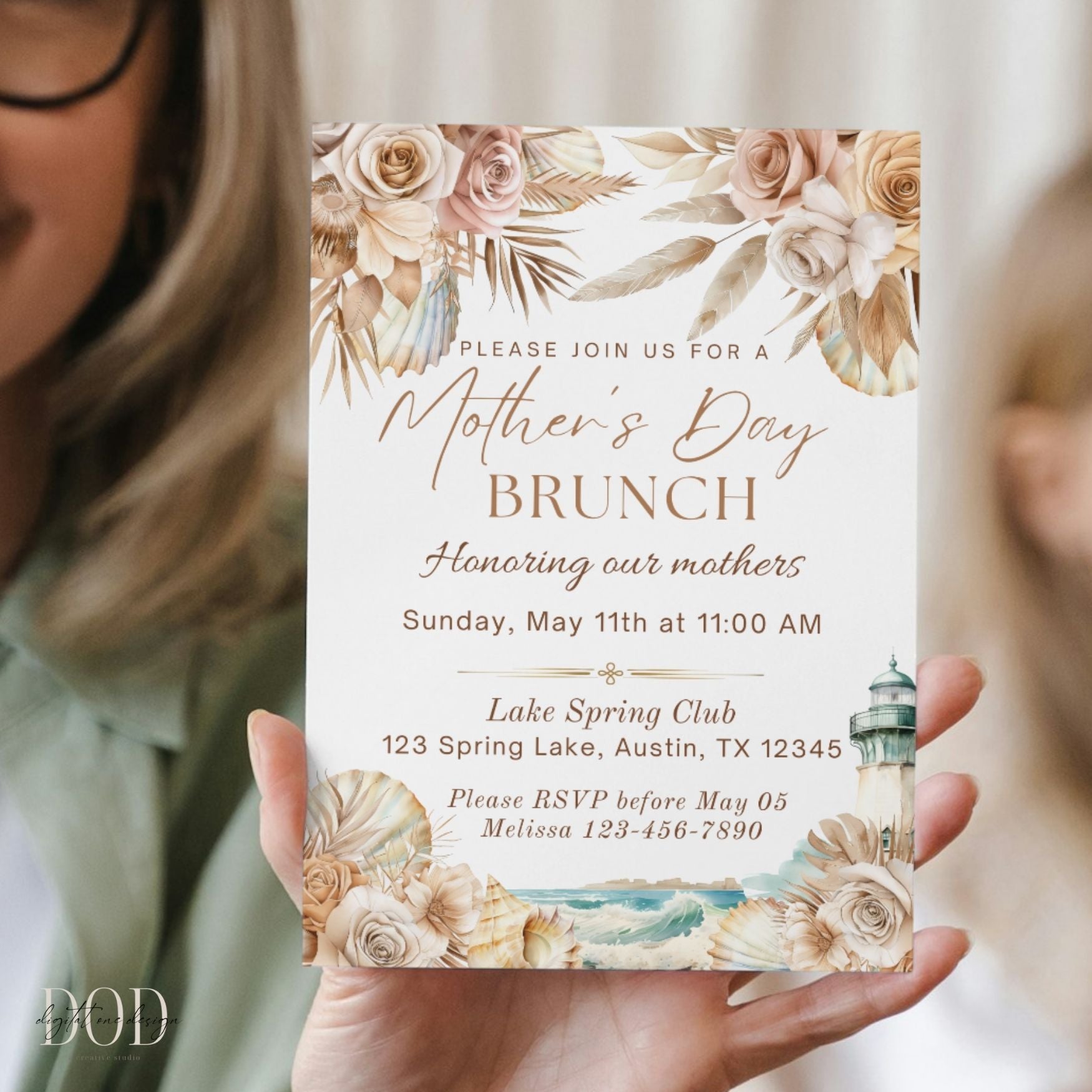 Boho Beach Mother's Day Brunch Invitation
