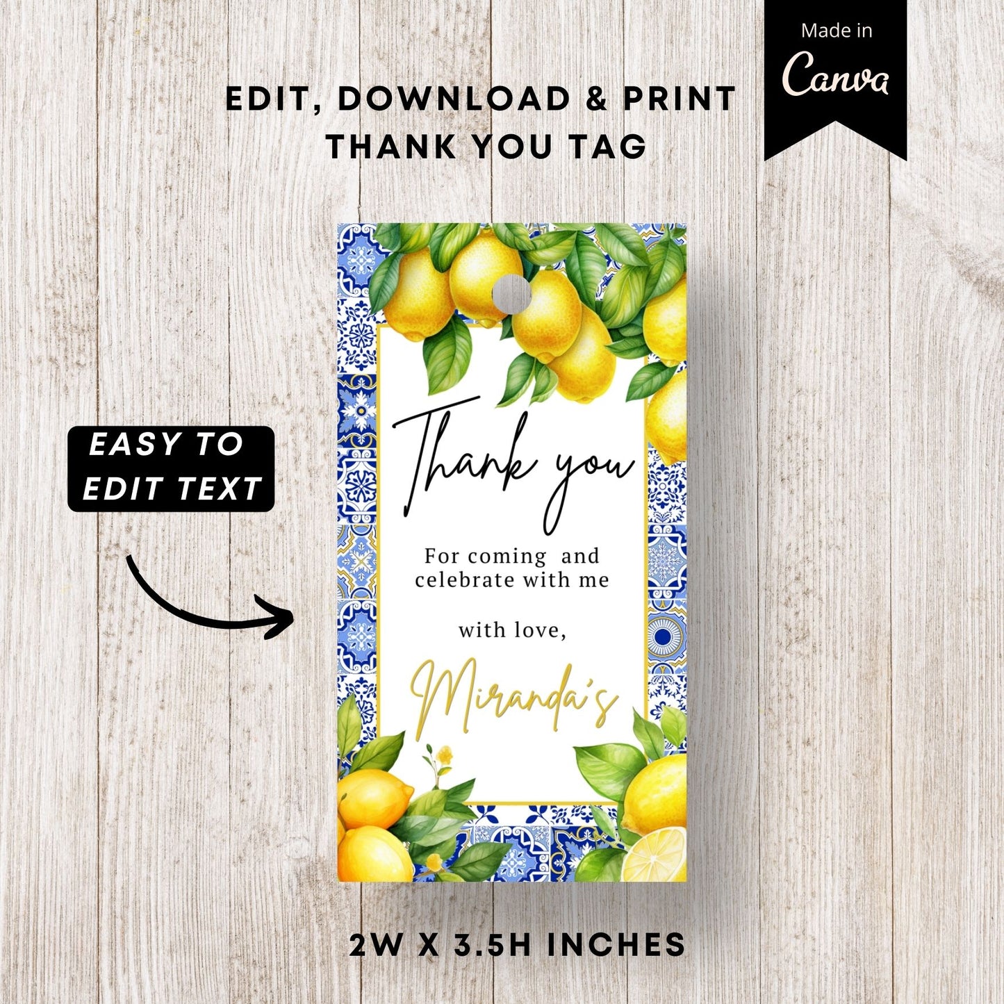 Amalfi Coast Citrus Lemon Thank You Tags