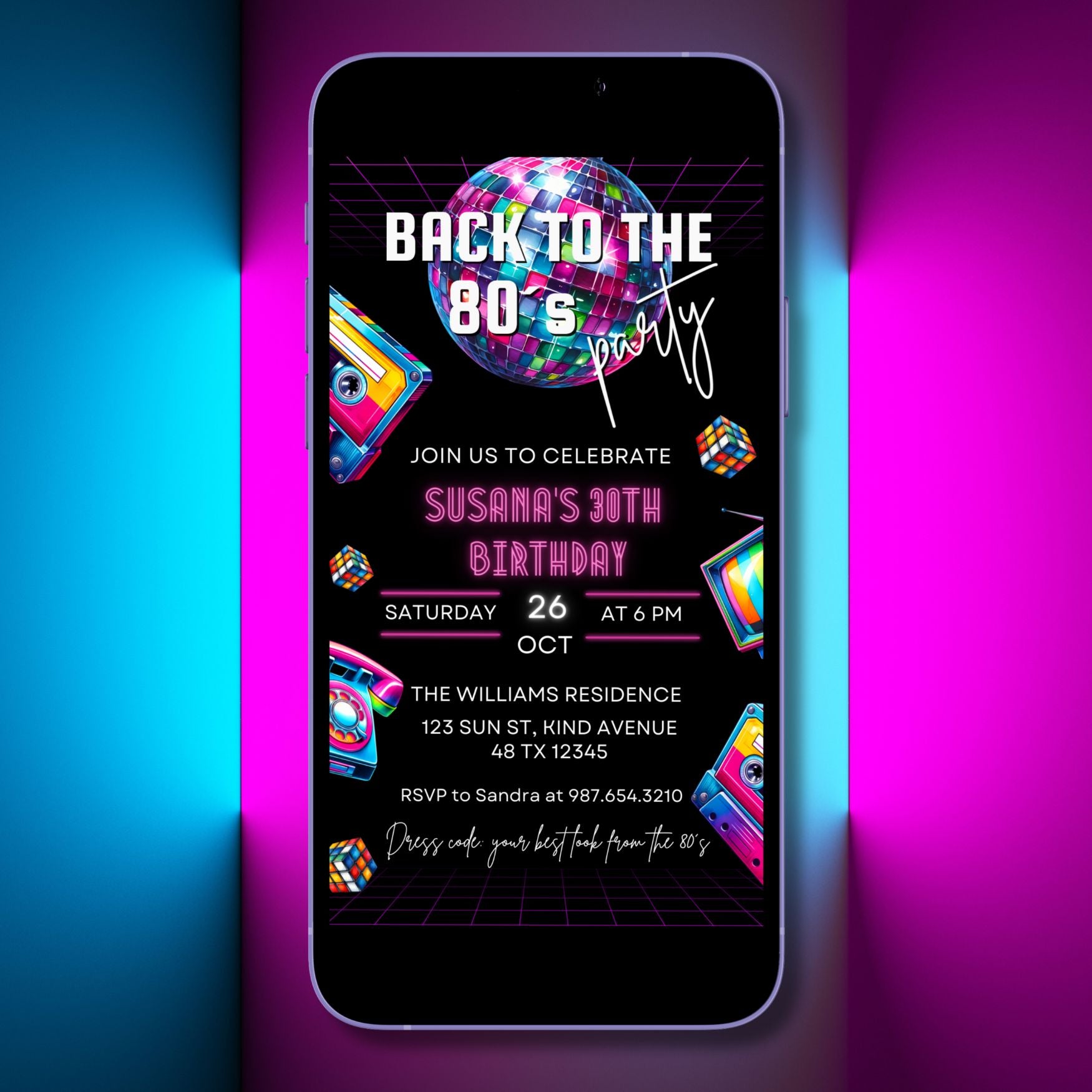 Back to the 80s Birthday Invitation