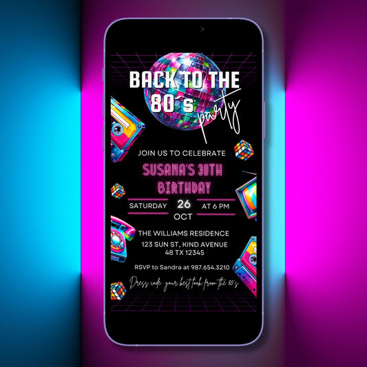Back to the 80s Birthday Invitation