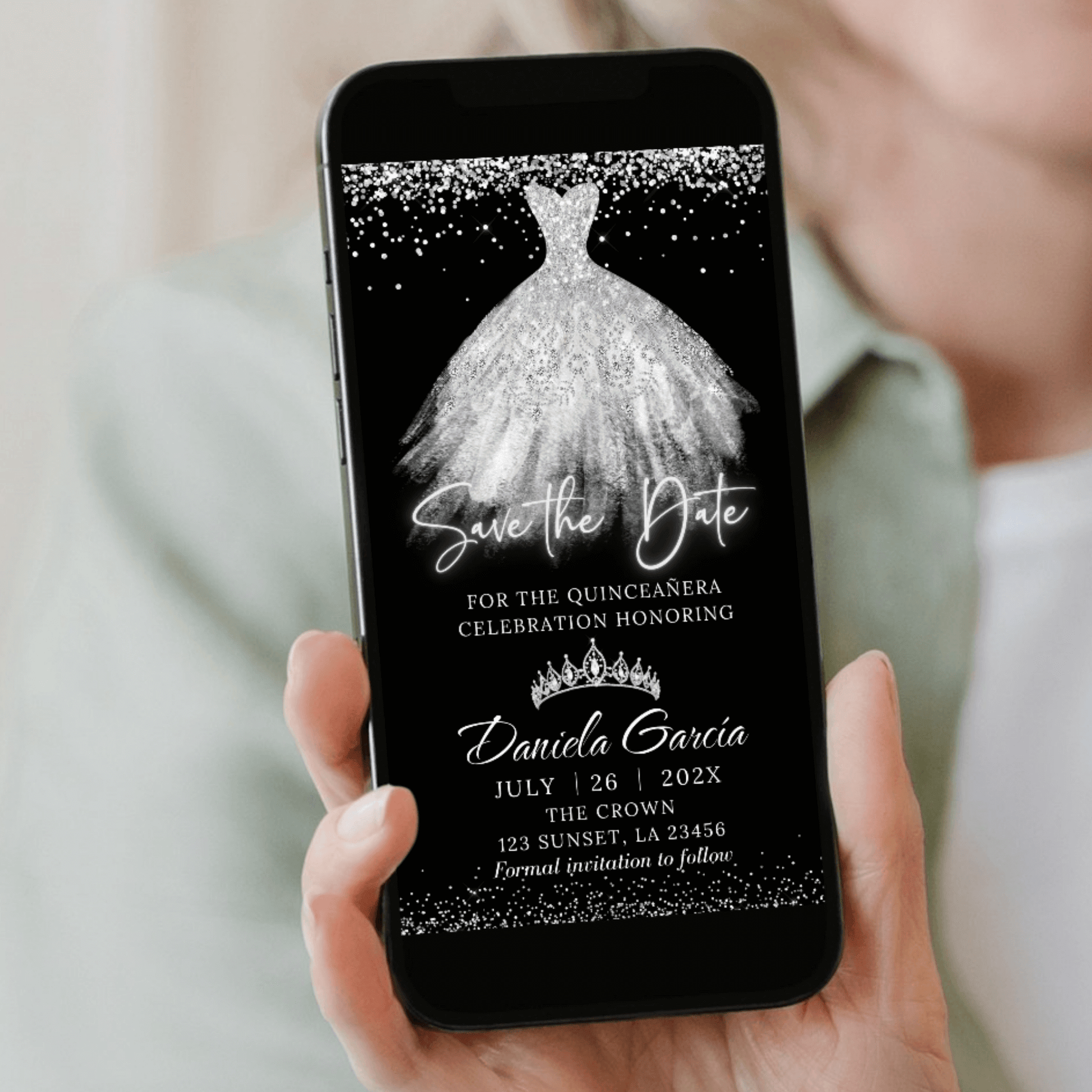 Editable White Princess Save the Date Invitation