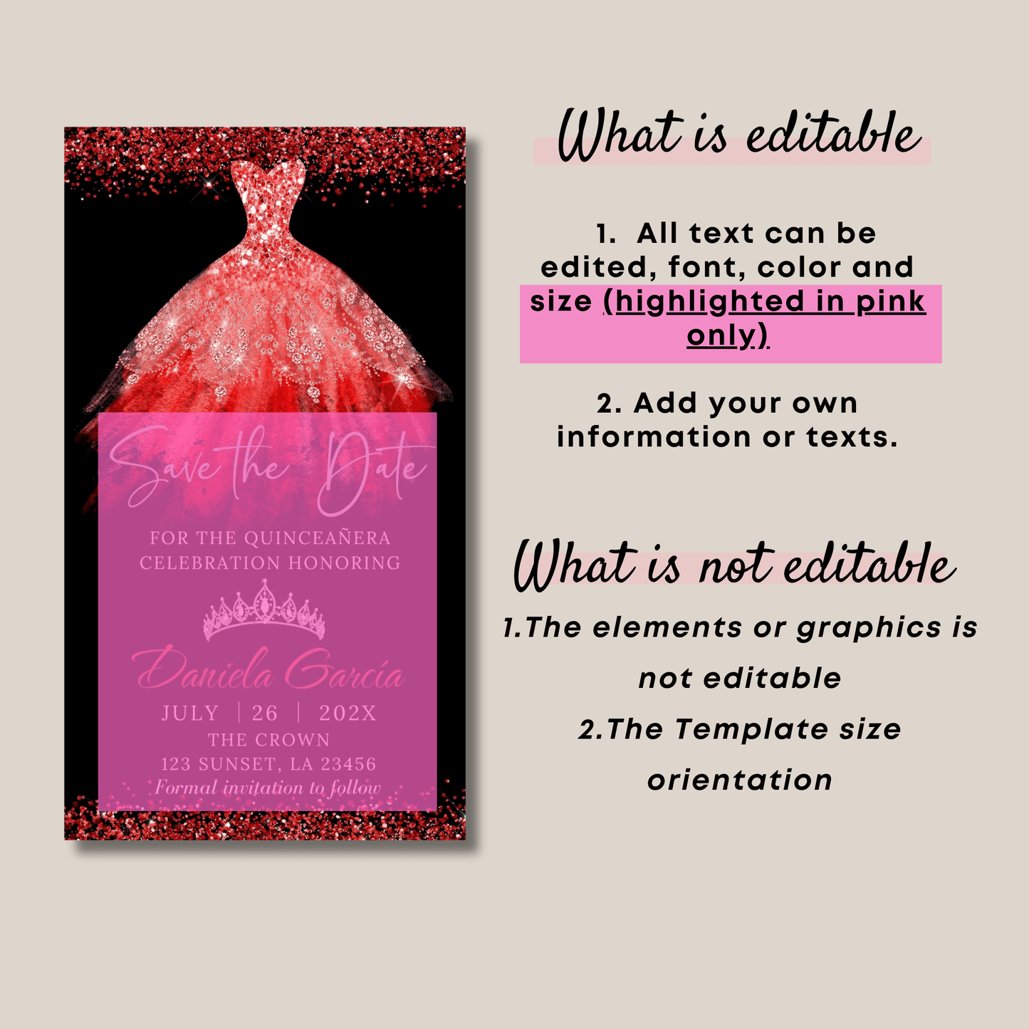 Editable 15th Birthday Invitation