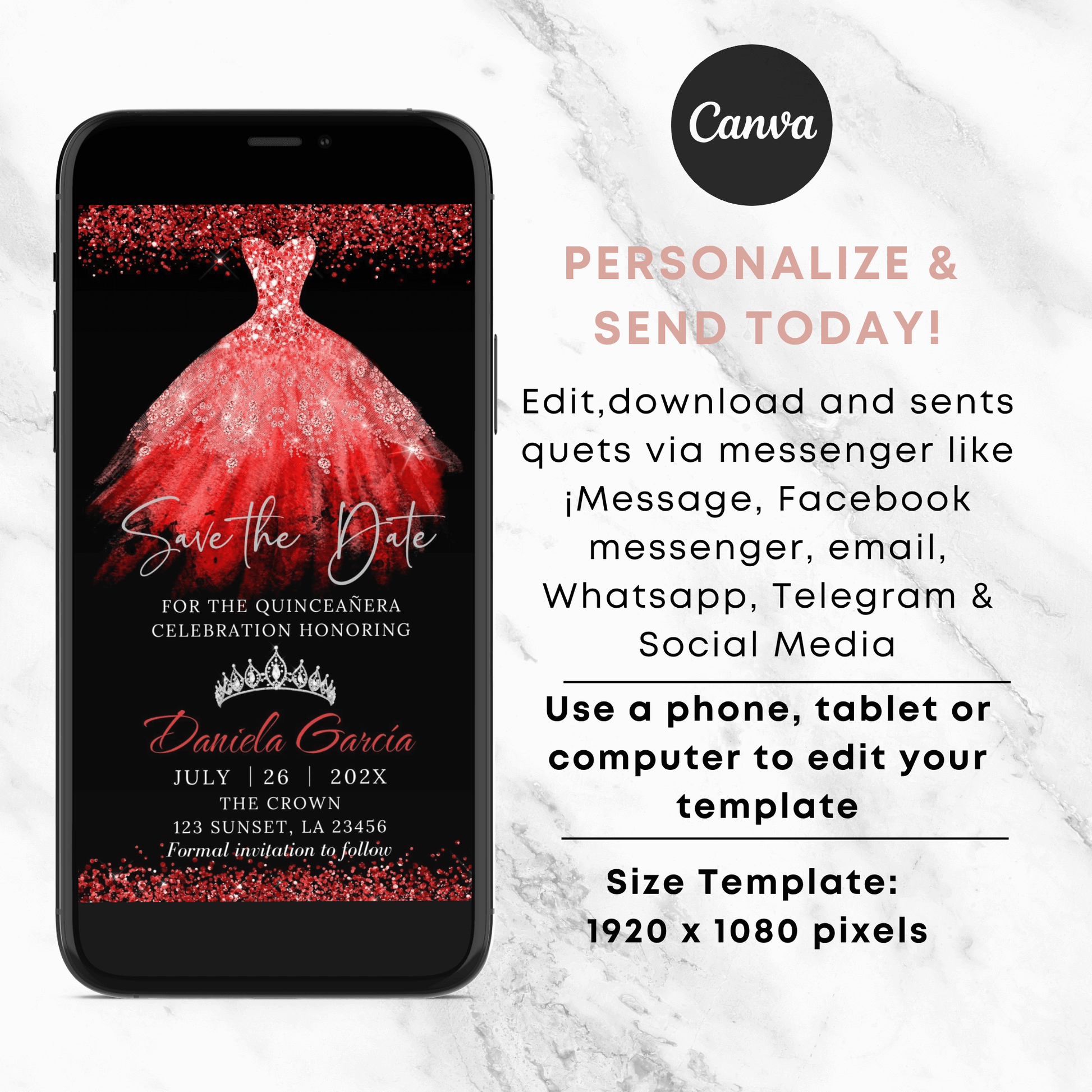 digital sweet 15 invite