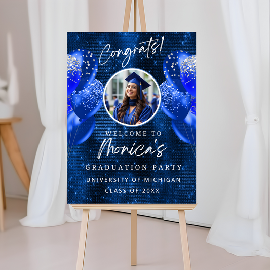 Royal Blue Sparklin Graduation Poster