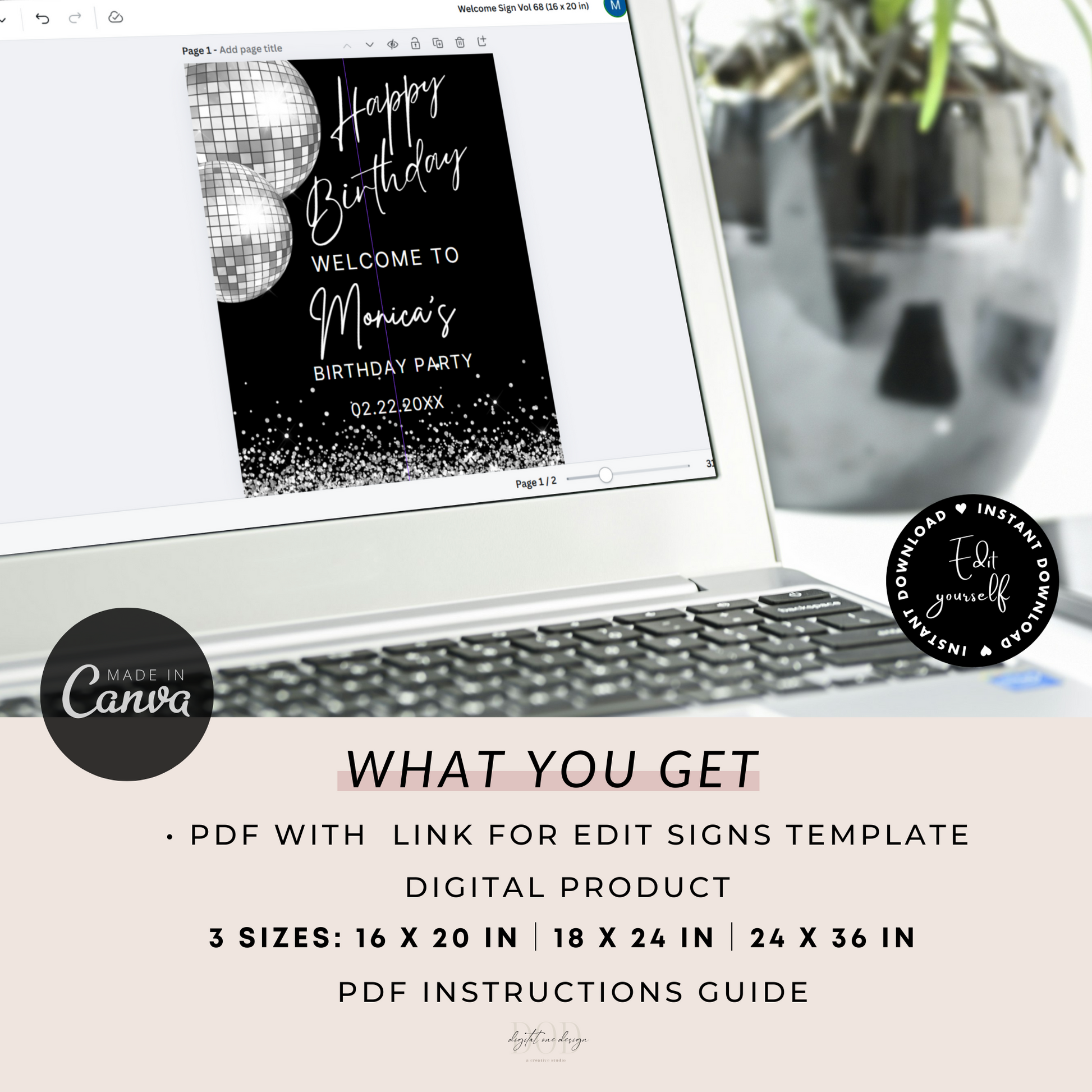 Editable Happy Birthday Welcome Sign Template