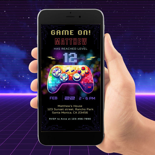 Level Up Birthday Party Invitation