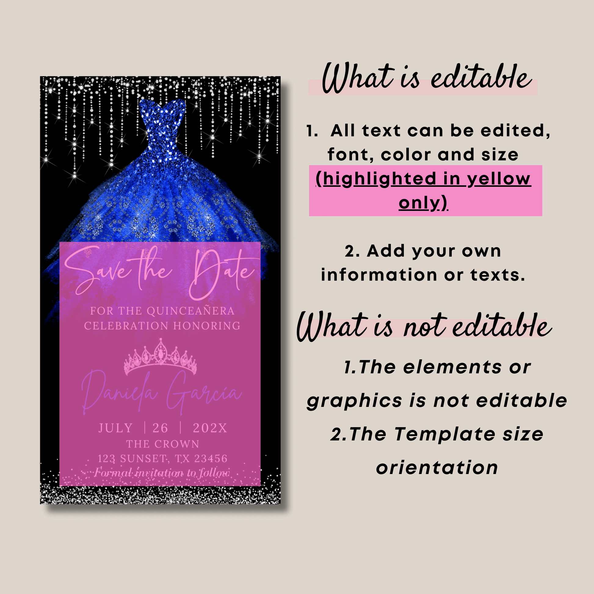 Editable Save the Date Invitation Template