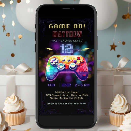 Level Up Birthday Party Invitation