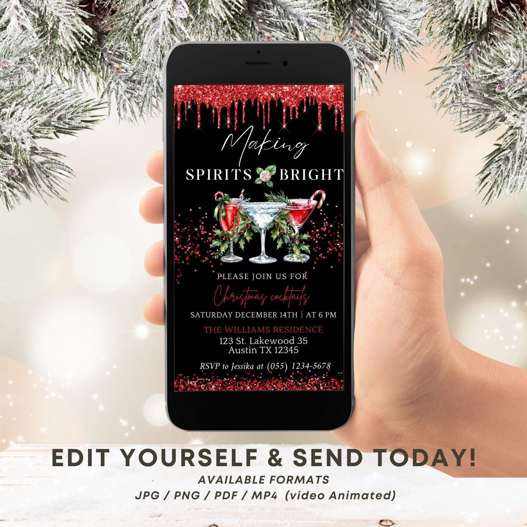 Digital Holiday Cocktail Party Invitation