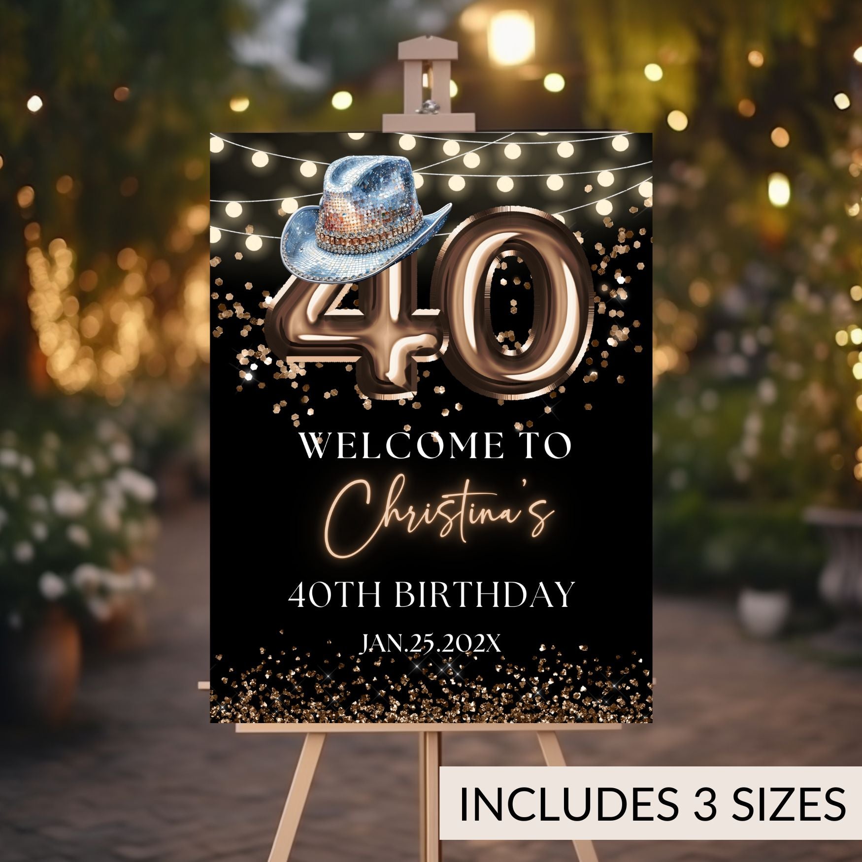 40th birthday western theme party welcome sign