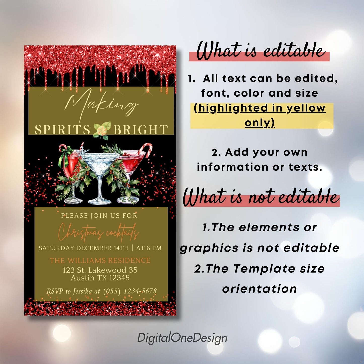 Digital Holiday Cocktail Party Invitation