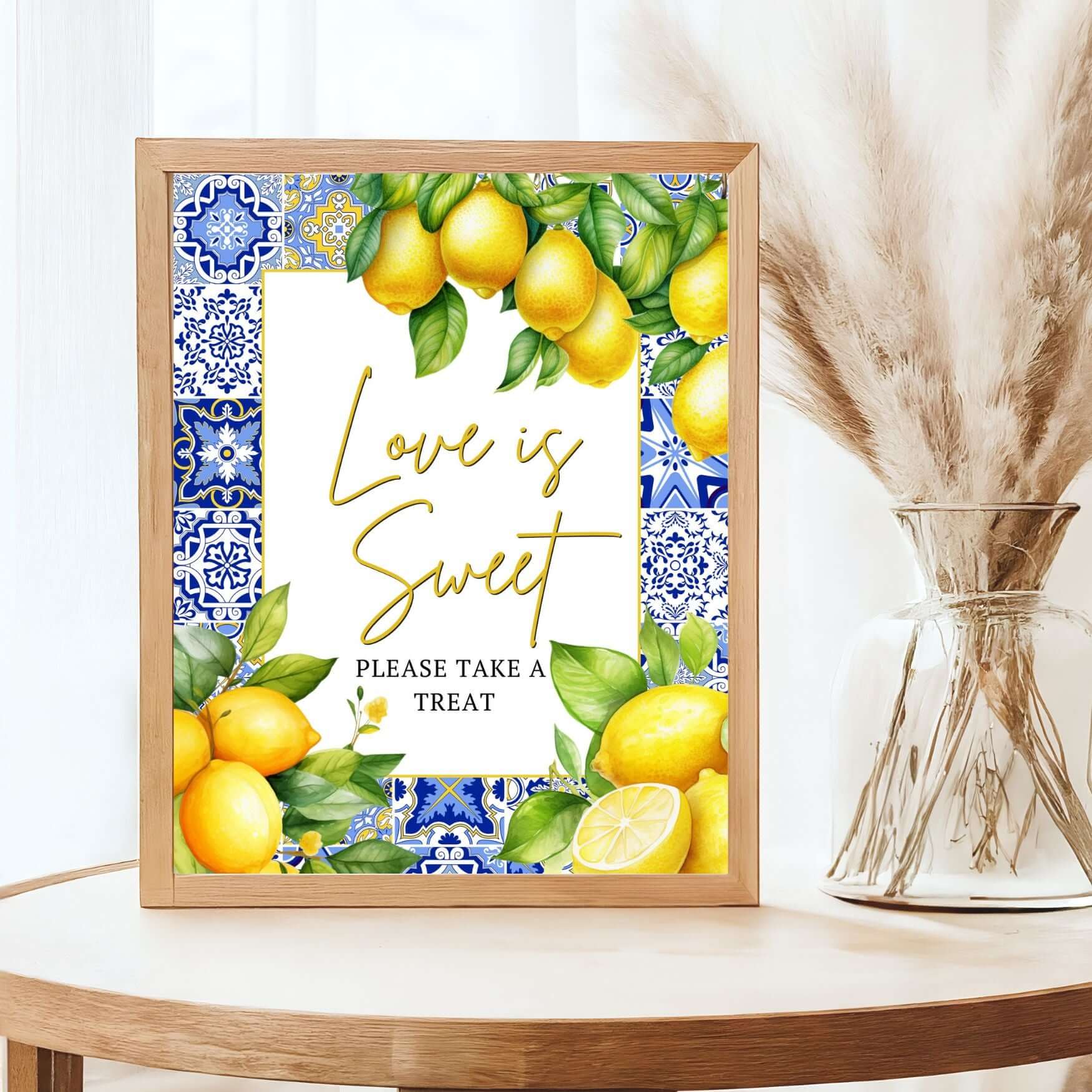 Printable Mediterranean Citrus Lemon Love is Sweet Sign 
