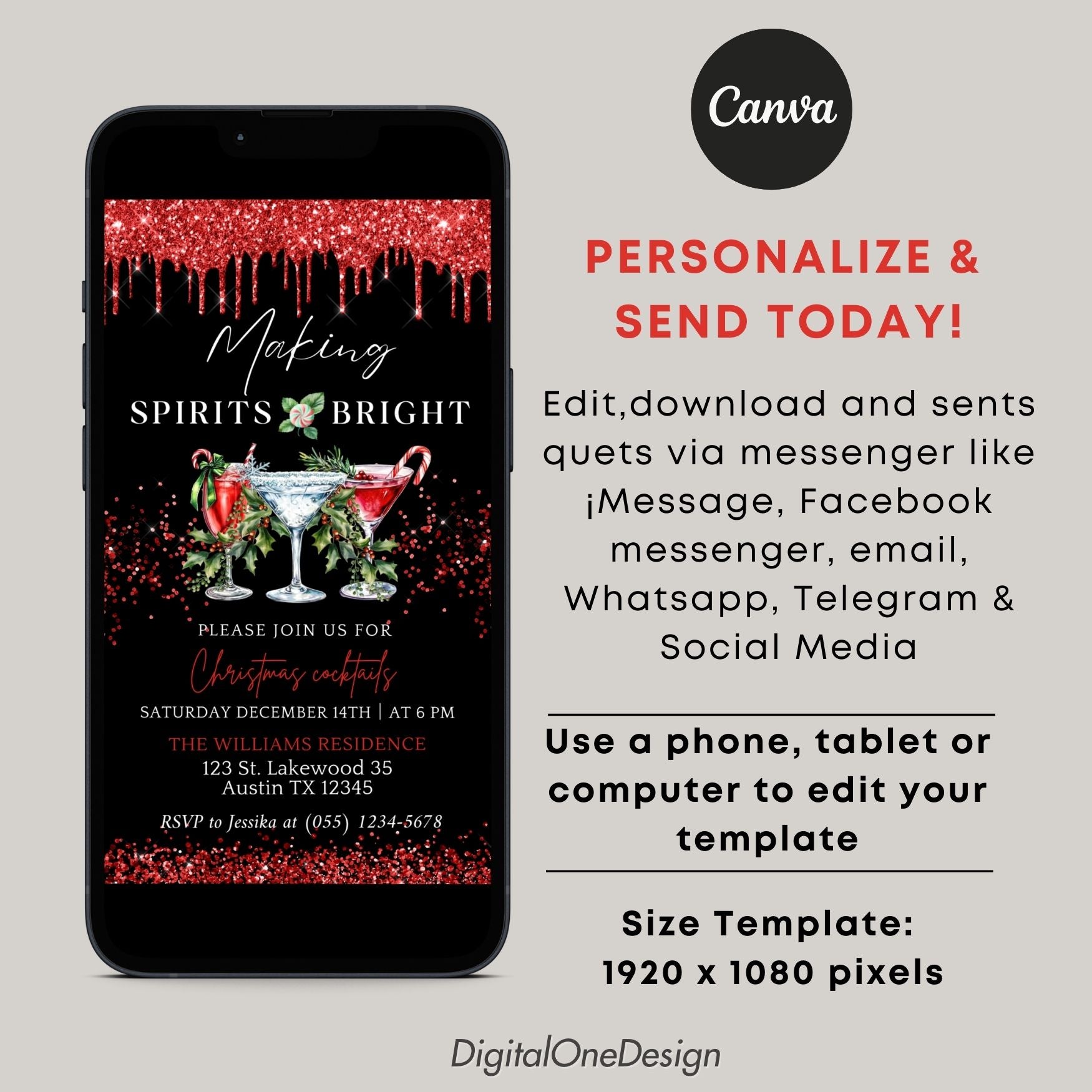 Digital Holiday Cocktail Party Invitation