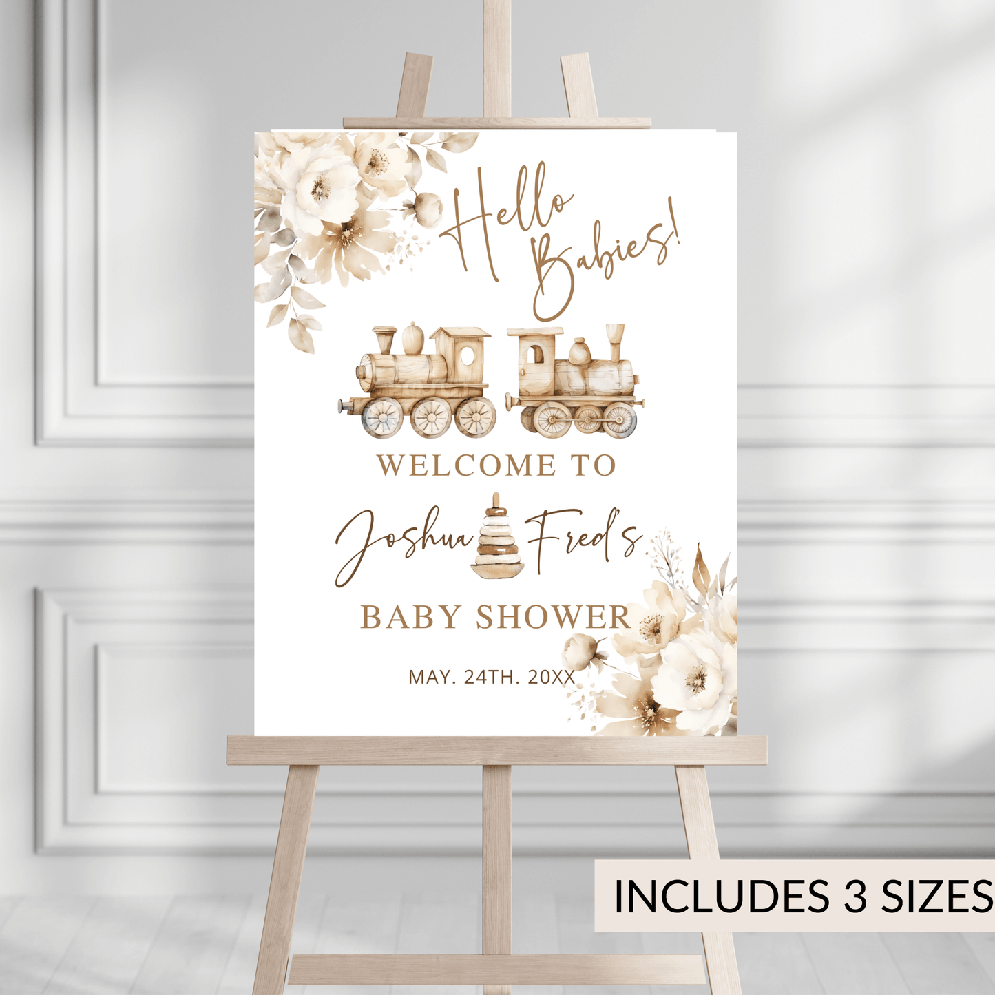 Beige Baby Shower Welcome Sign