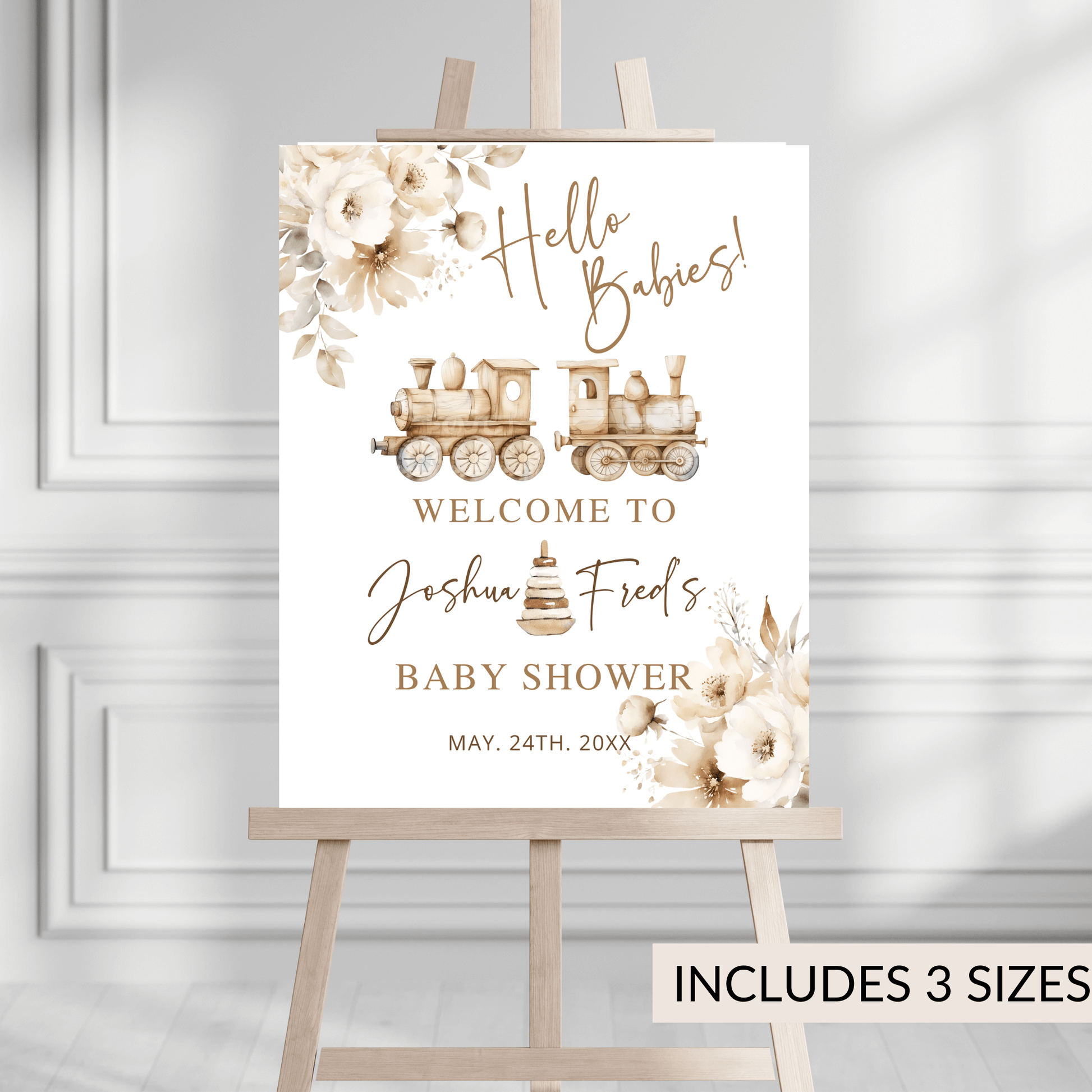 Beige Baby Shower Welcome Sign