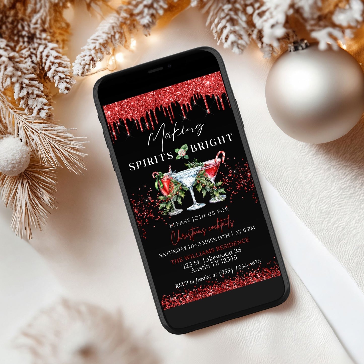 Digital Holiday Cocktail Party Invitation