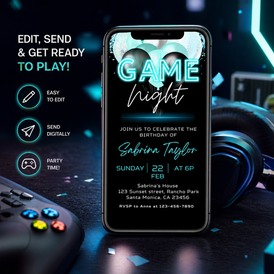 Digital Game Night Invitation