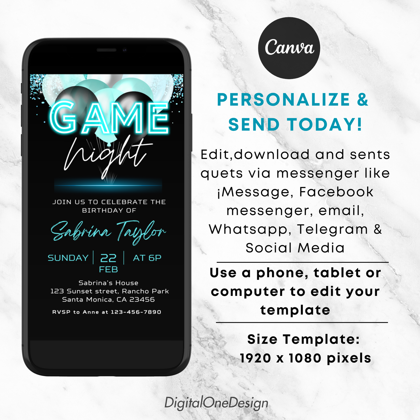 Digital Game Night Invitation