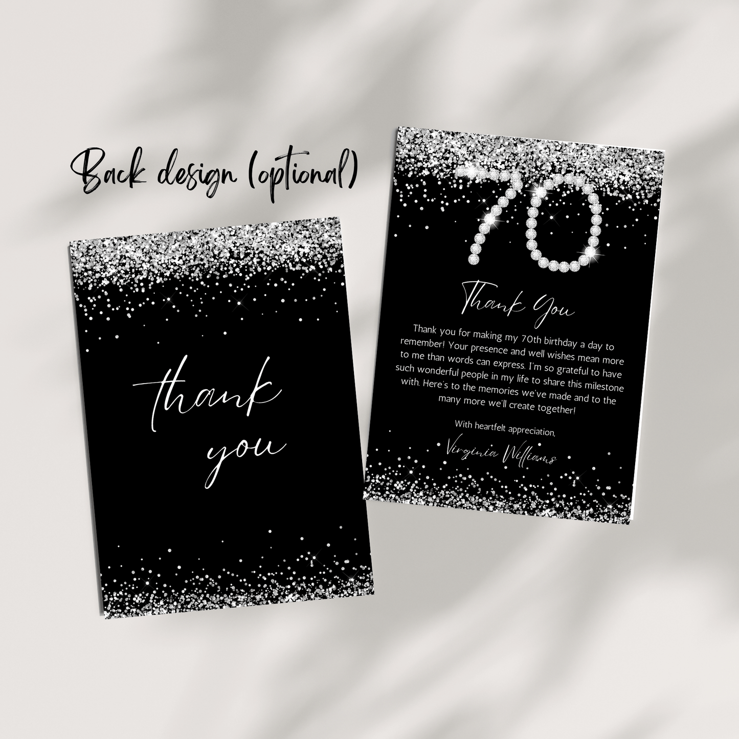 70th birthday celebration thank you note