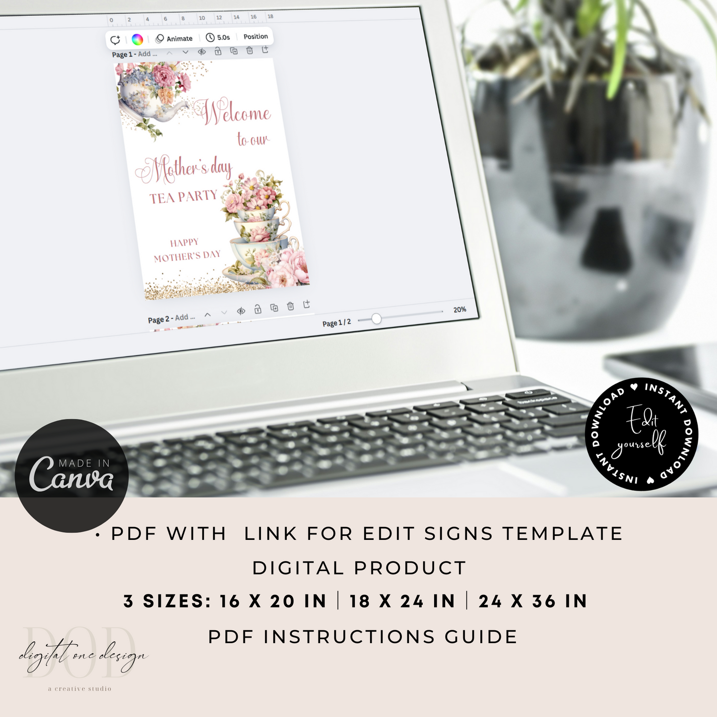 Elegant Mother's Day Tea Party Welcome Sign