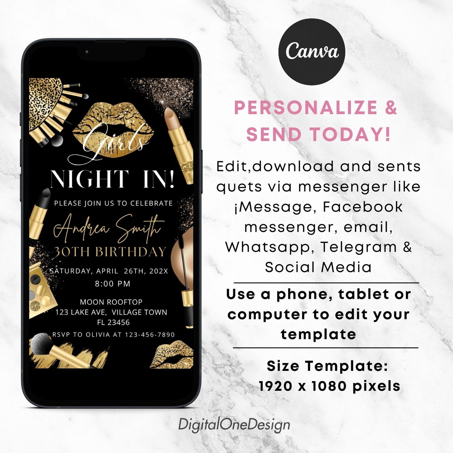 Girls Night In Electronic Birthday Invitation