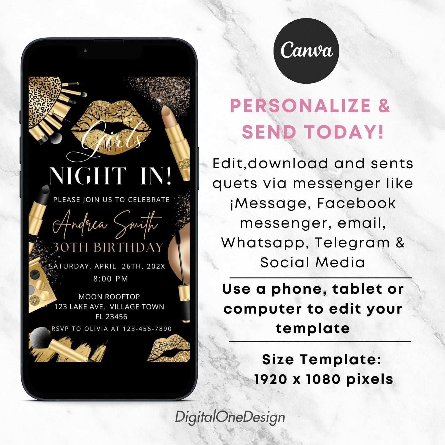 Girls Night In Electronic Birthday Invitation