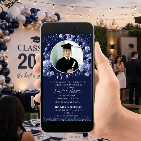 Editable Graduation Party Photo Invitation