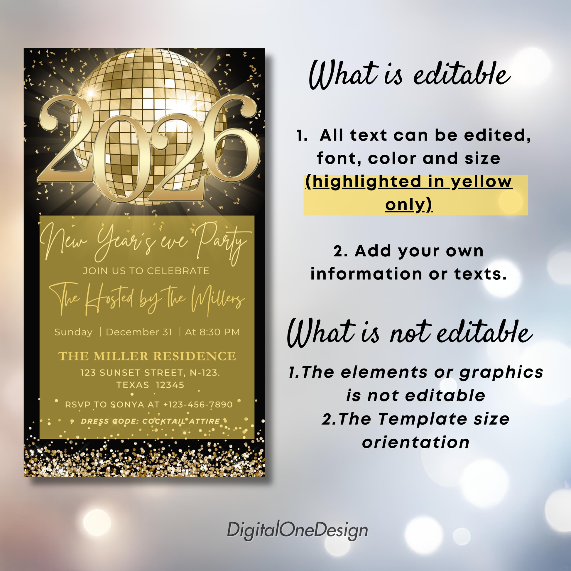 2026 New Years Eve Invitation Template