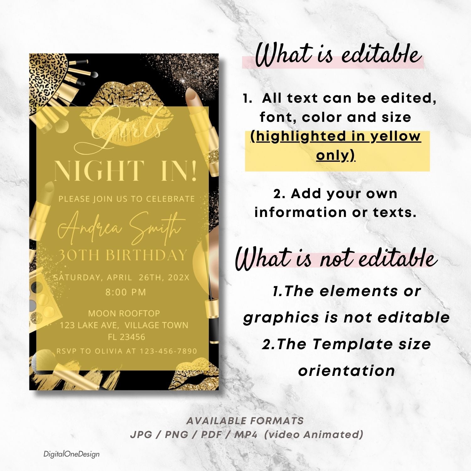 Girls Night In Electronic Birthday Invitation