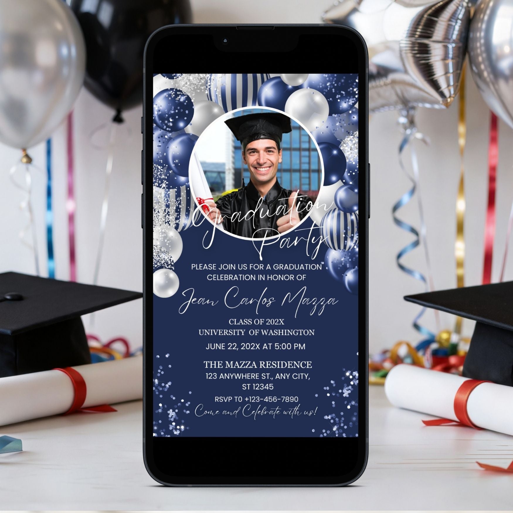 Editable Graduation Party Photo Invitation – DigitalOneDesign