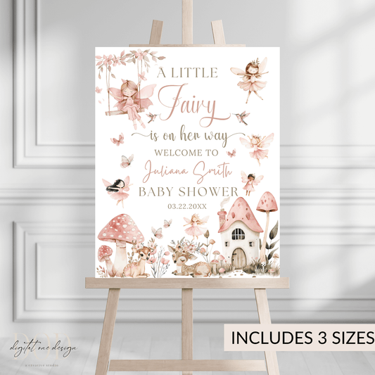 Little Fairy Girl Baby Shower Welcome poster decor
