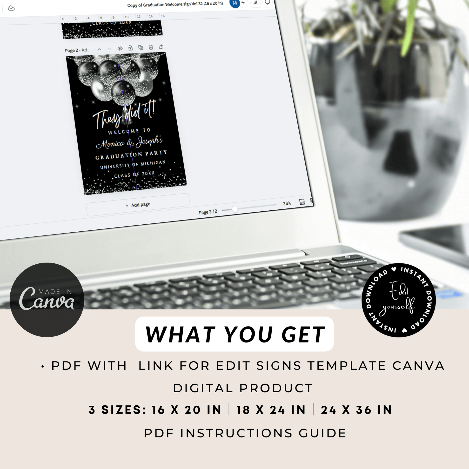 Editable Graduation welcome Sign template