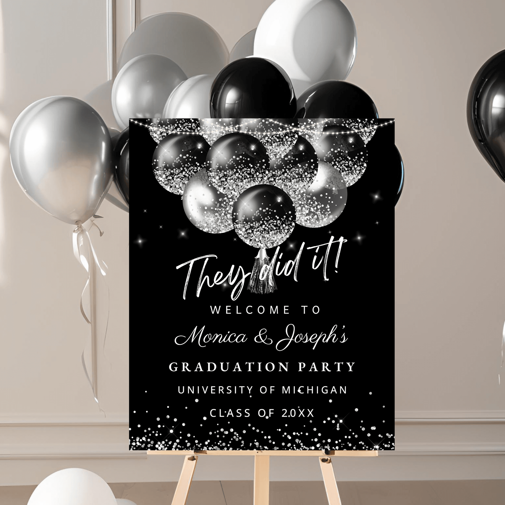graduation sign for two graduates