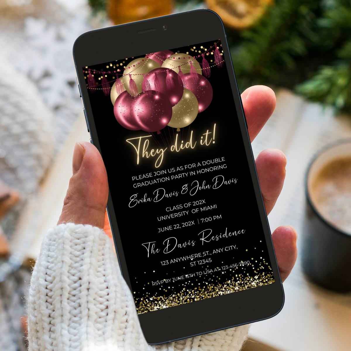 Double Gradtion Invite They Did It Double Graduation Invitation Template – DigitalOneDesign