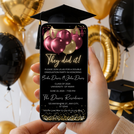 They Did It Double Graduation Invitation Template