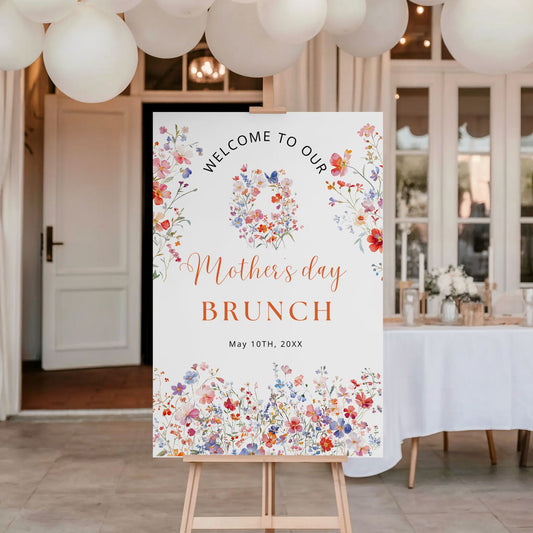Elegant Wildflowers Mothers Day Brunch Welcome Sign