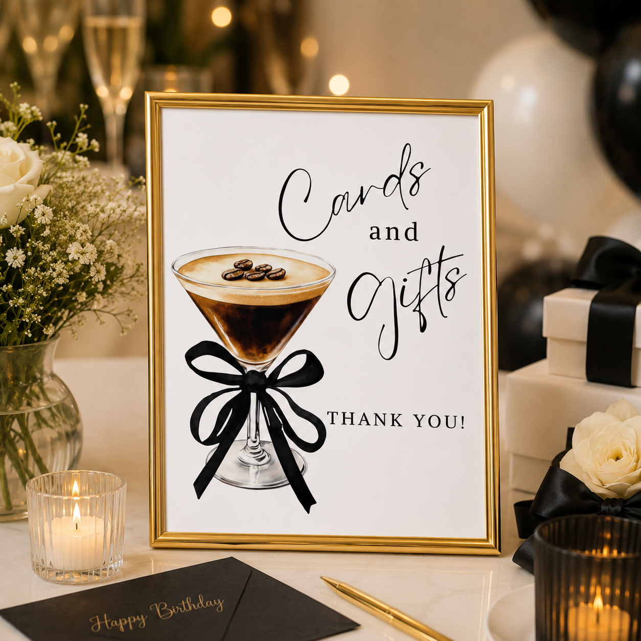 Editable Espresso Martini Birthday Party Sign