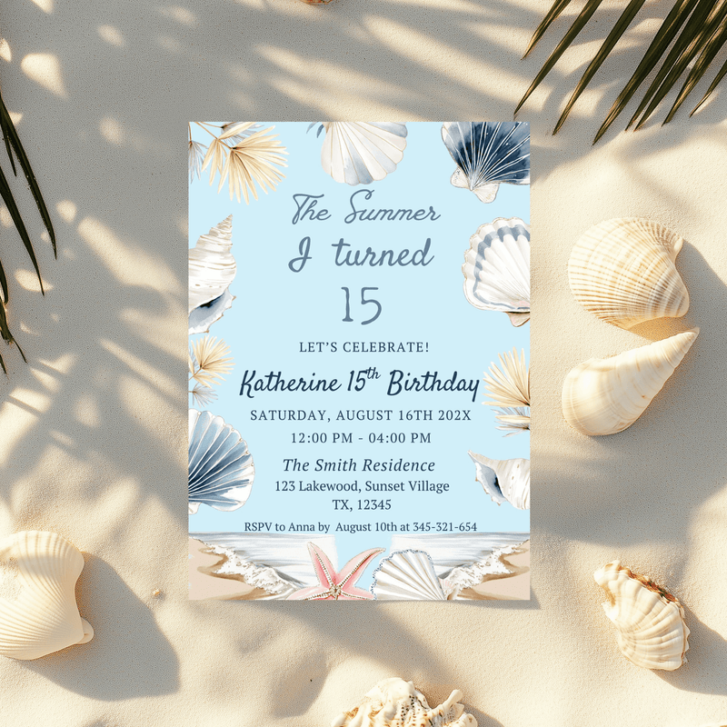 The Summer I turned 15 Birthday Party Invitation template