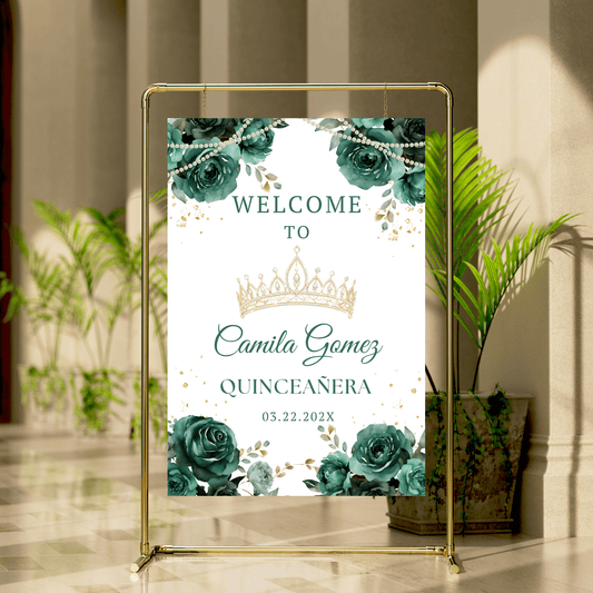 Emerald Green Quinceanera Welcome Sign