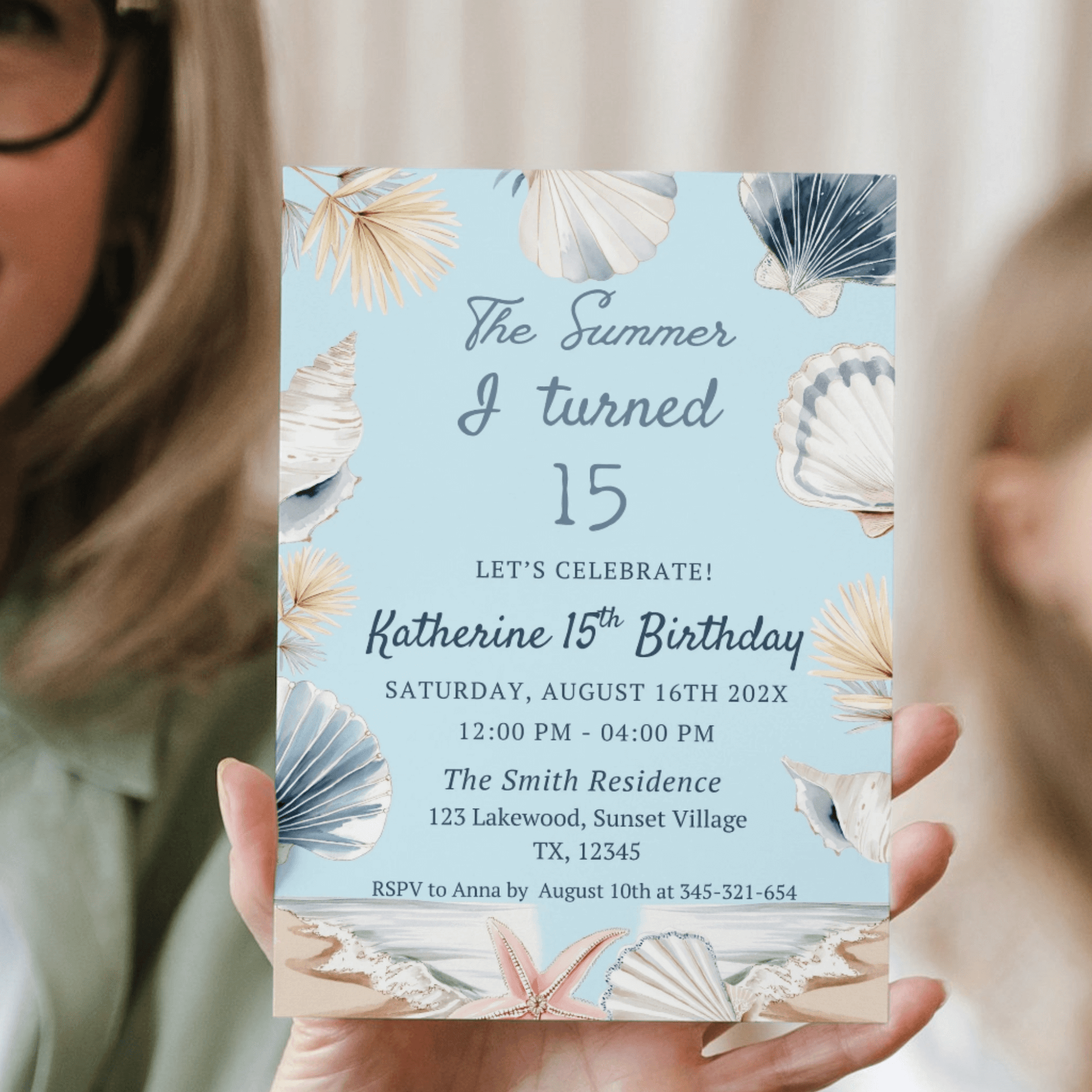 Editable The Summer I turned 15 Birthday Invitation