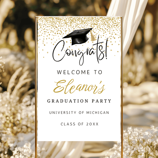 gold  graduation party welcome sign