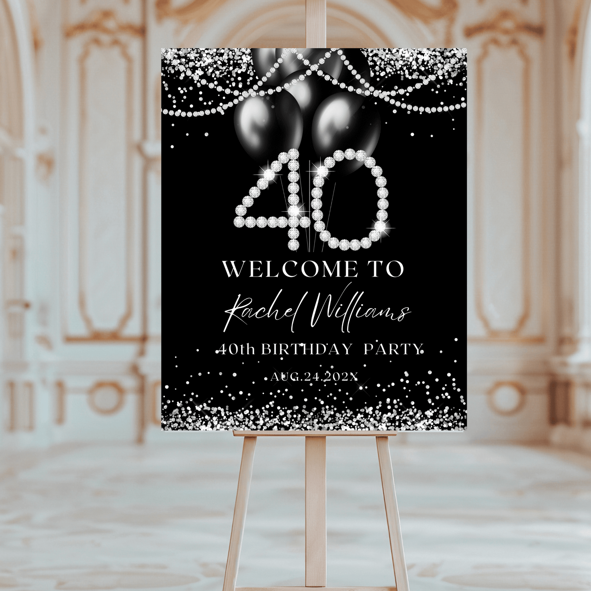 Elegant 40th Birthday Welcome Sign