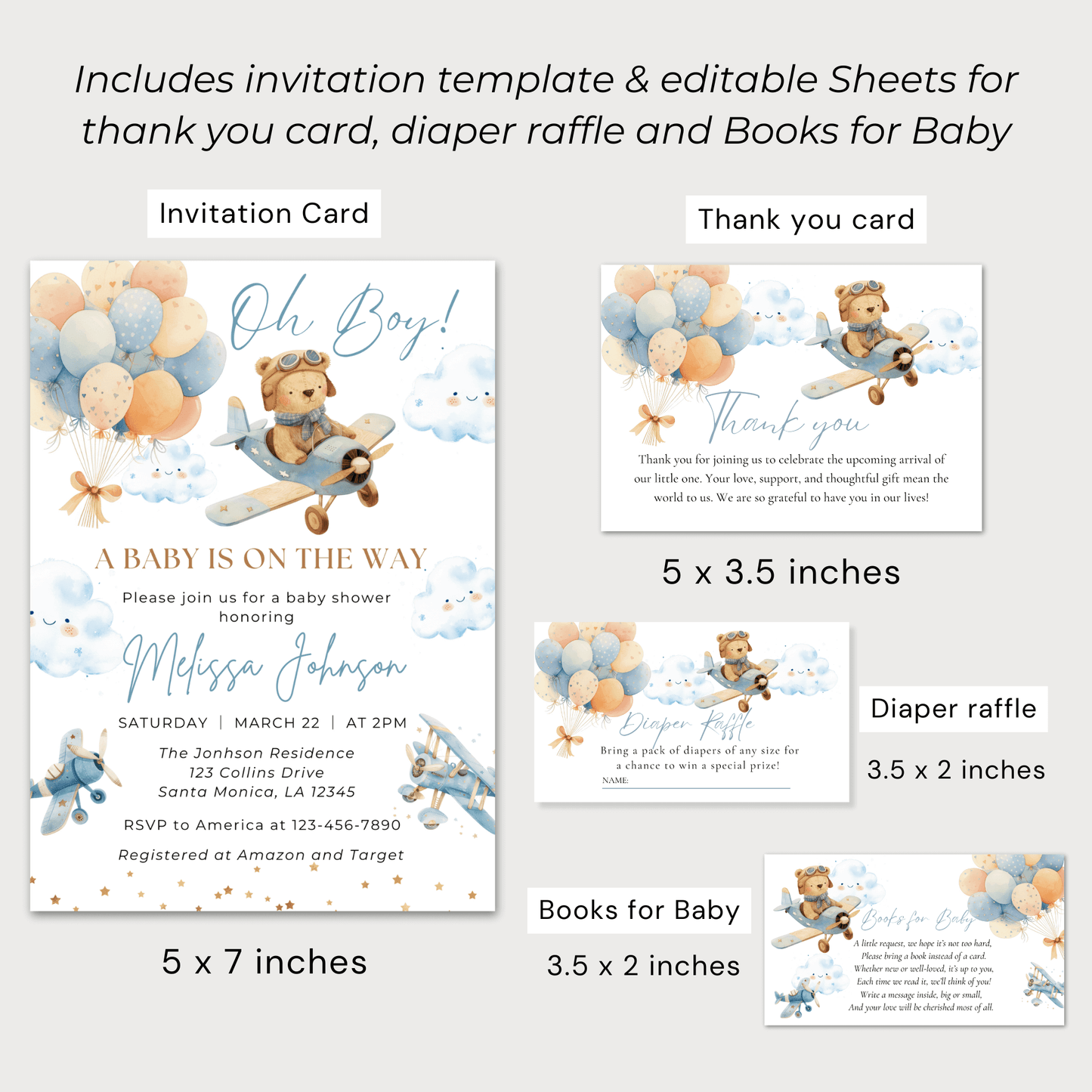 Teddy Bear Baby Shower Set