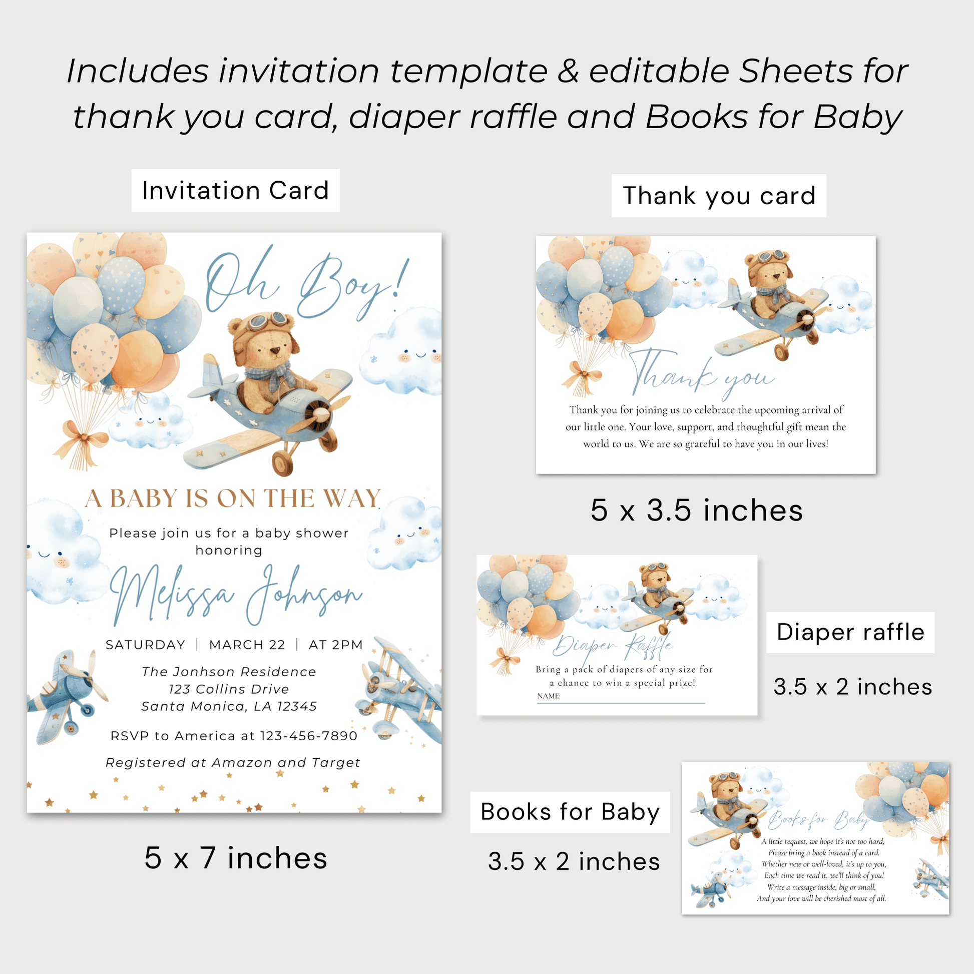 Teddy Bear Baby Shower Set