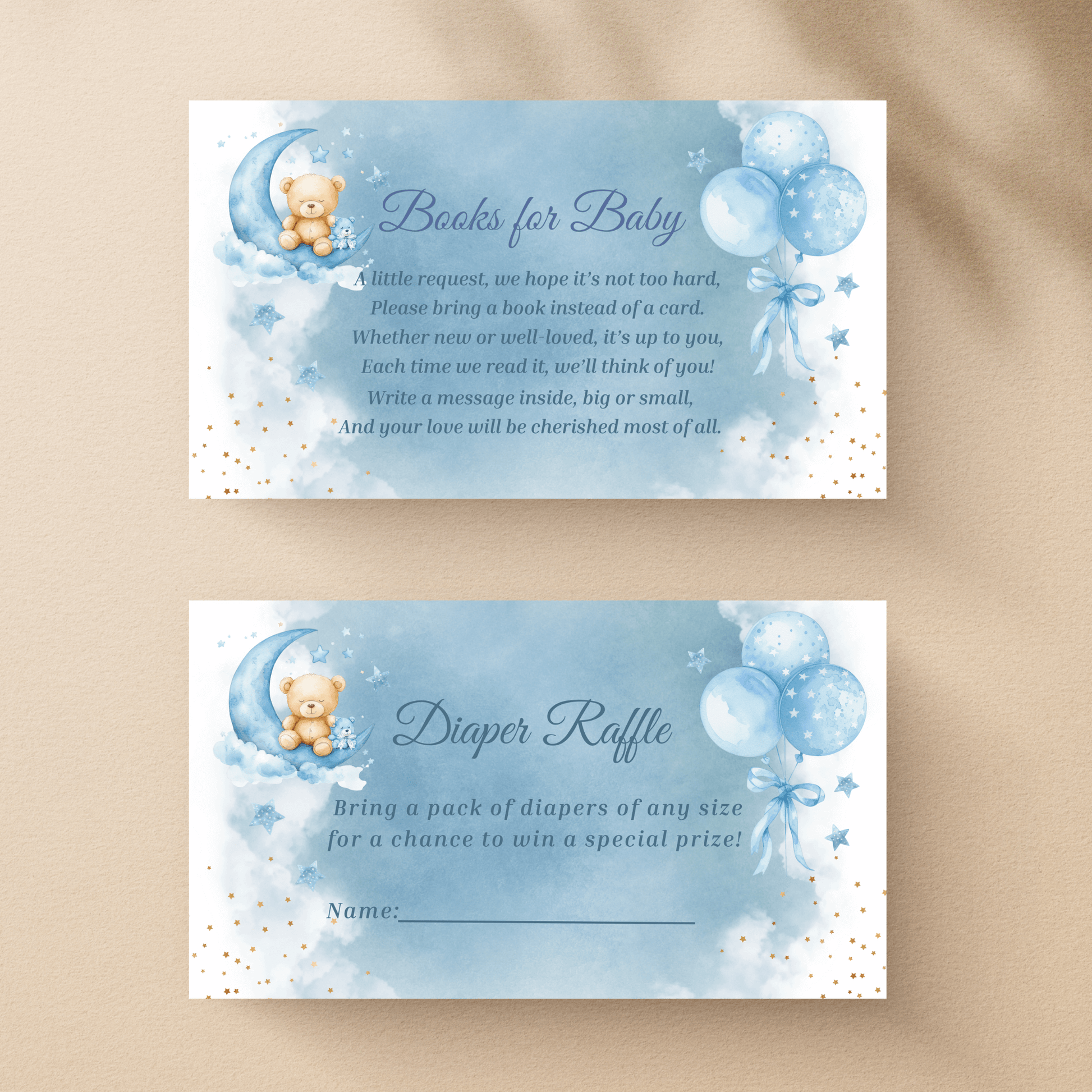 we are over the moon baby shower bundles, insert cards