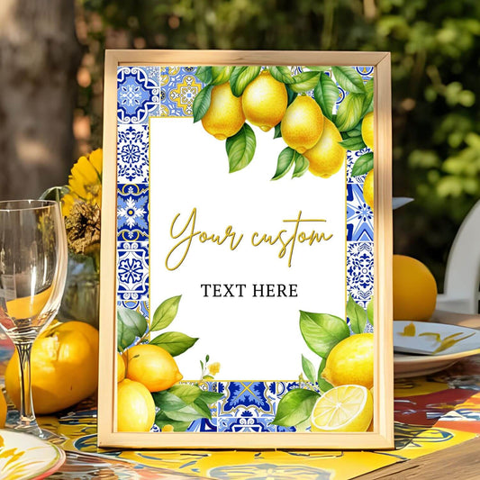 Editable Mediterranean Positano Party decoration sign