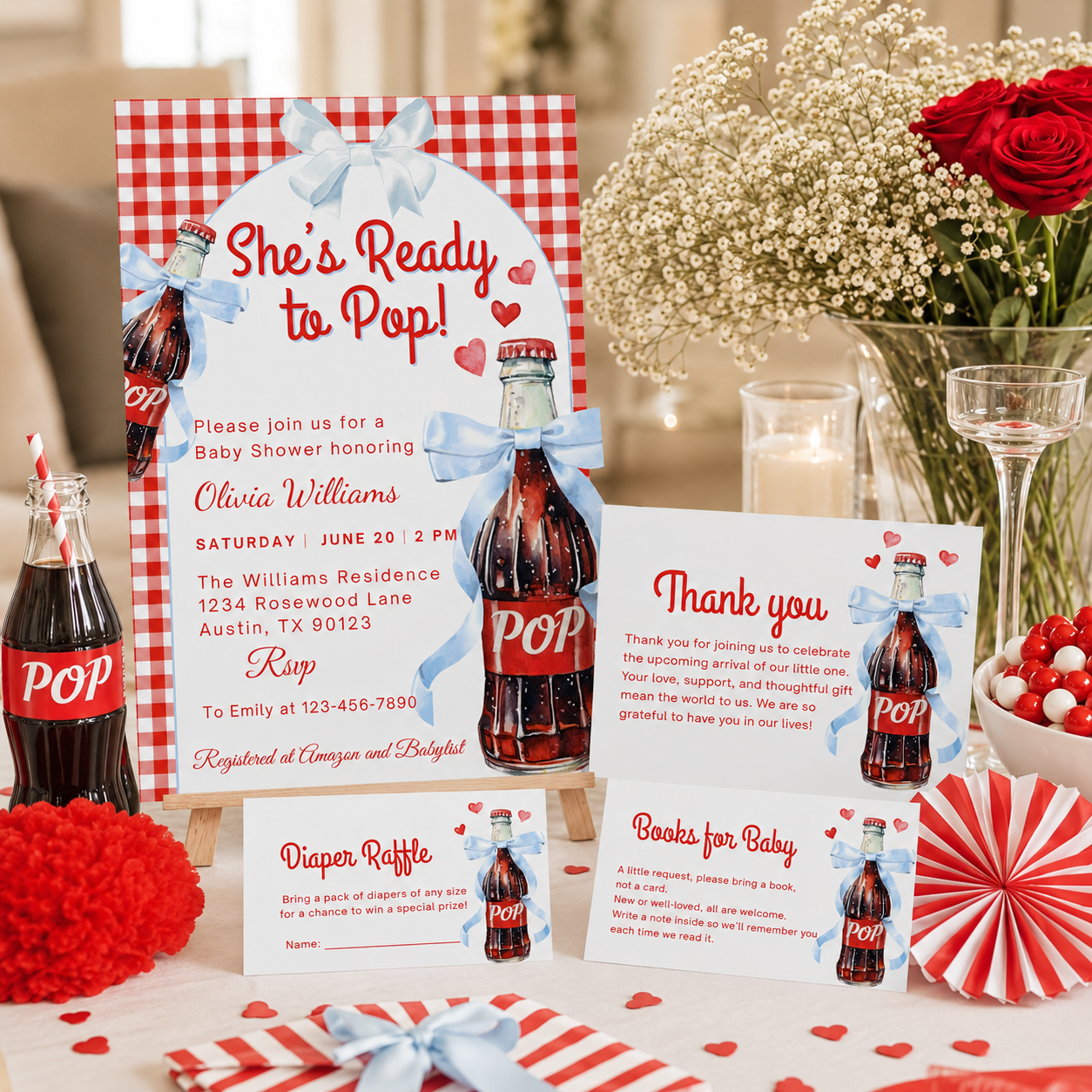 She’s Ready to Pop Baby Shower Invitation Bundle
