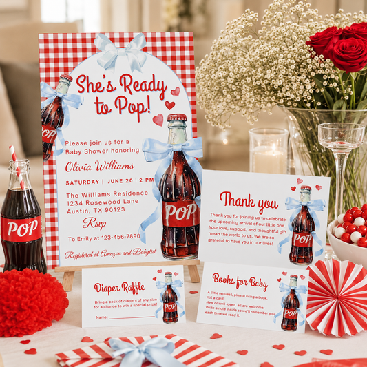 She’s Ready to Pop Baby Shower Invitation Bundle