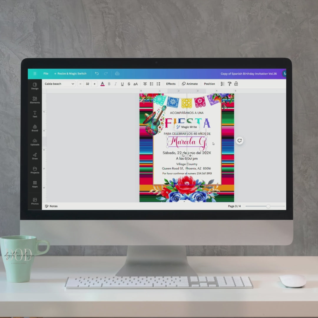 Editable Fiesta Birthday Invitation Template